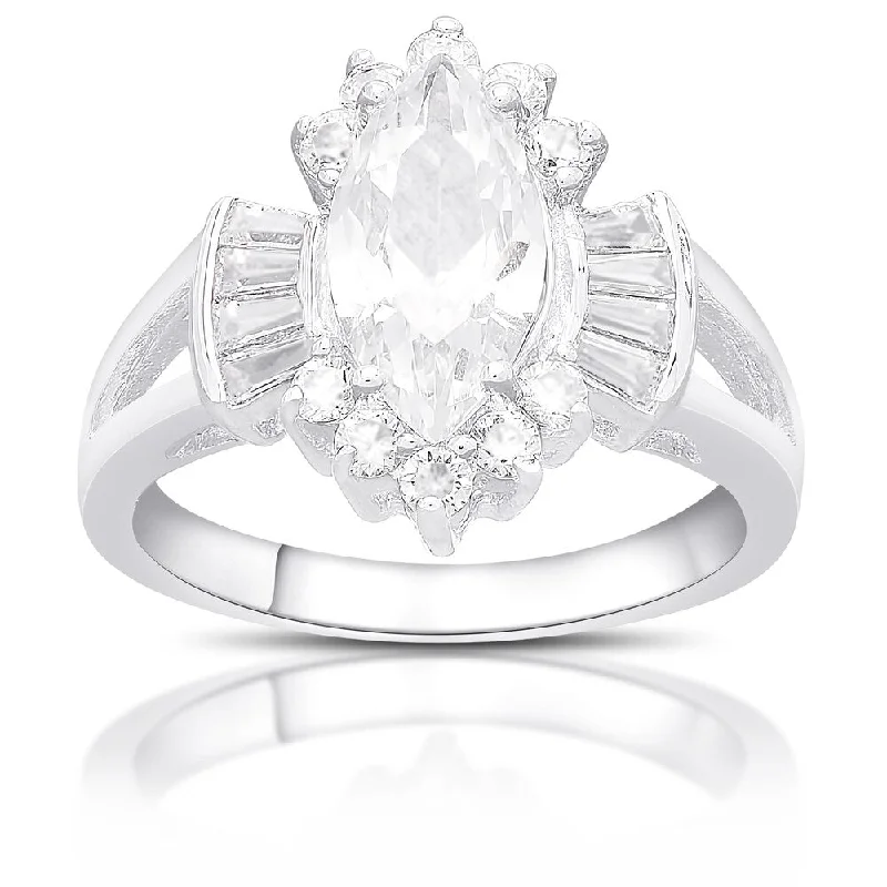 Dolce Giavonna Sterling Silver Cubic Zirconia Engagement Ring