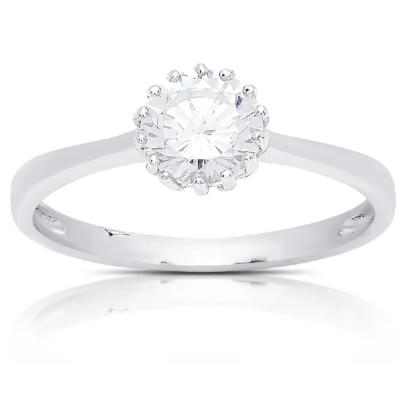 Dolce Giavonna Sterling Silver Cubic Zirconia Engagement Ring