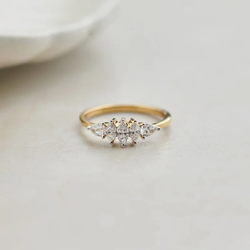 Five Stone Marquise & Pear Diamond Ring