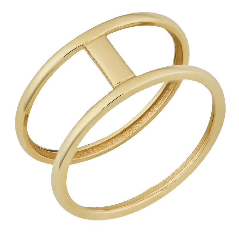 Fremada 10k Yellow Gold High Polish Bar on Double Ring (size 6 - 9)