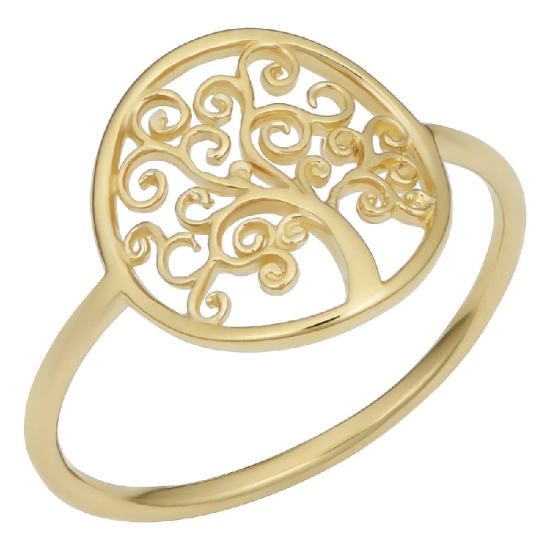 Fremada Italian 14k Yellow Gold Tree of Life Ring