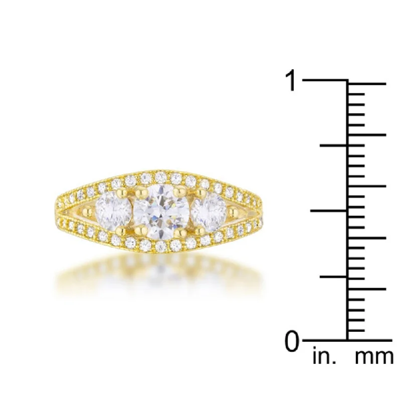 Gold-Tone Geneviere Classic Ring with Cubic Zirconia