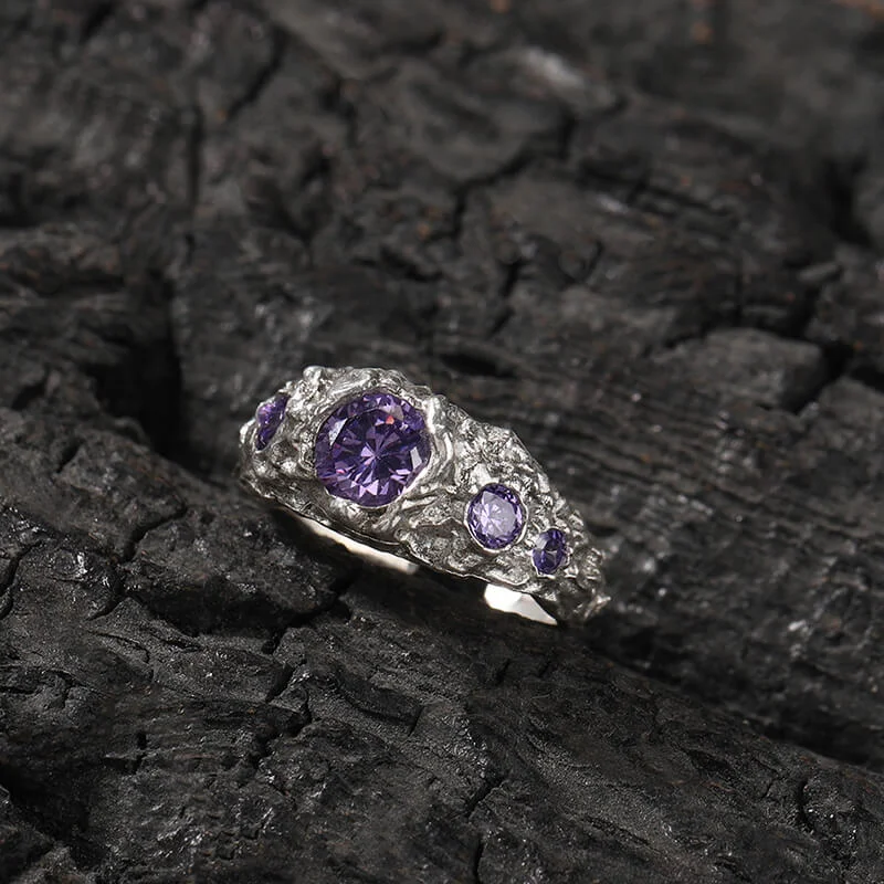 Irregular Lava Texture Sterling Silver Open Ring