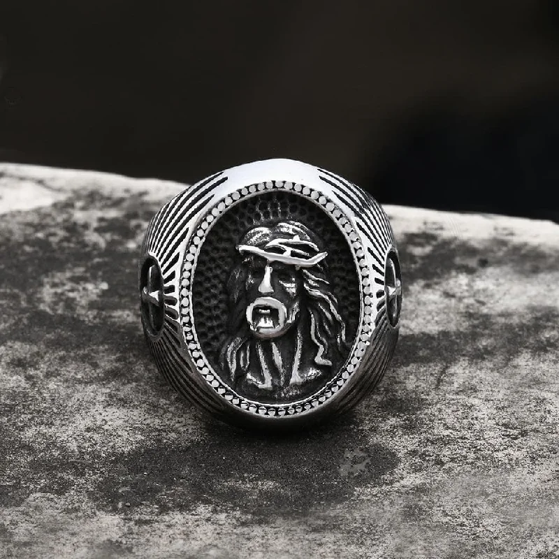 Jesus Cross Stainless Steel Religious Ring