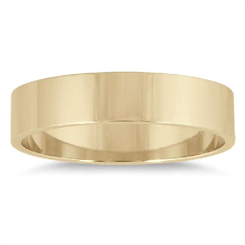 Marquee Jewels 14k Yellow Gold 4-millimeter Flat Wedding Band