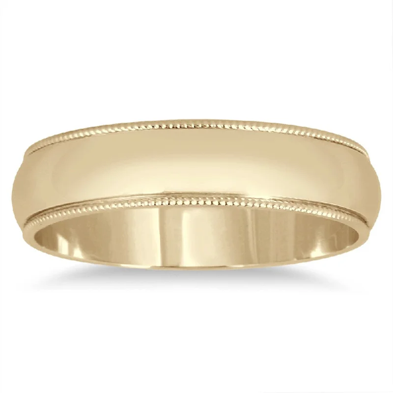 Marquee Jewels 14k Yellow Gold 4-millimeter Milgrain Edge Comfort-fit Wedding Band