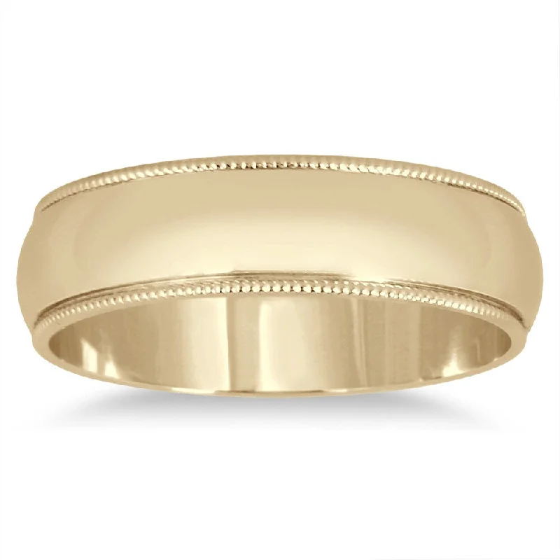 Marquee Jewels 14k Yellow Gold 5mm Milgrain Edge Comfort-fit Wedding Band