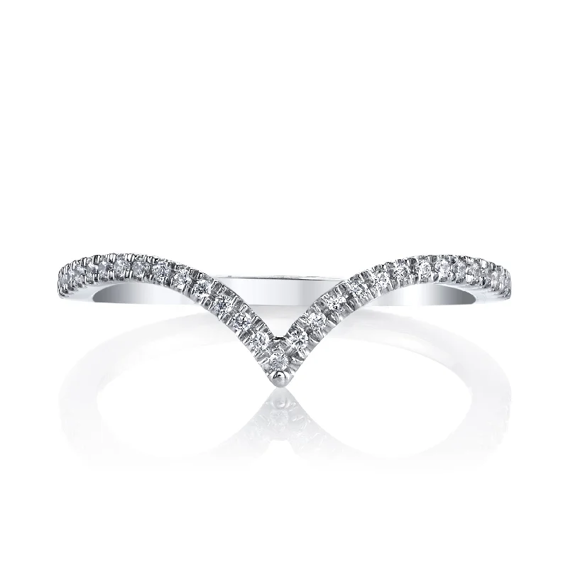 14K White Gold 0.11ct. Curving Diamond Accent Fashion Ring