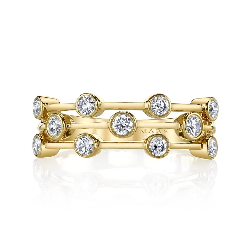 14K Yellow Gold 0.49ct. Diamond Bezel Set Multi Band Fashion Ring