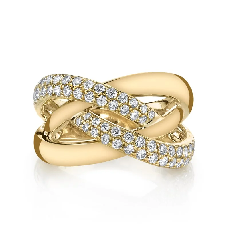 14K Yellow Gold 0.73ct. Twisted Diamond Multi Band Fashion Ring