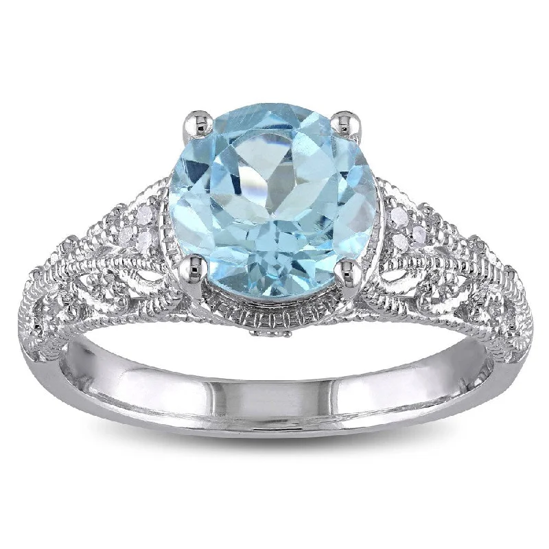 Miadora Sterling Silver 2 1/3ct TGW Blue Topaz and Diamond Accent Cocktail Ring