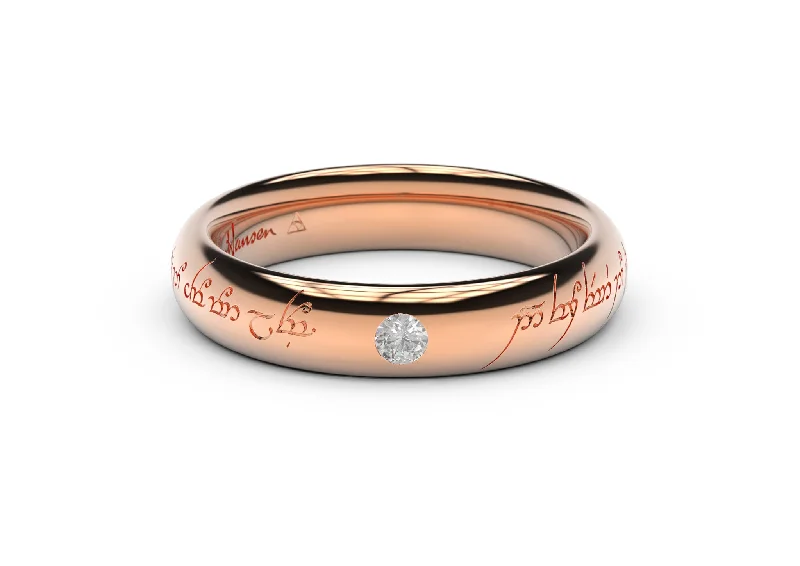 Sleek Elvish Engagement Ring, Red Gold