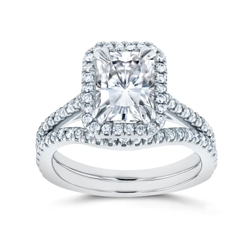 2 1/4ct.tw Original Radiant 8x6 Halo Bridal Set