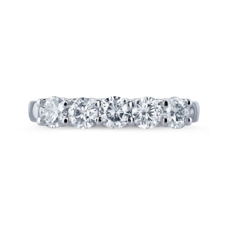 5 Stone Colorless Moissanite Band