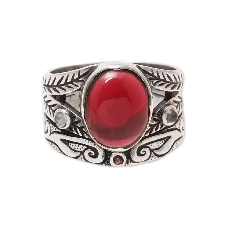 NOVICA Fiery Strength, Multi-gemstone ring