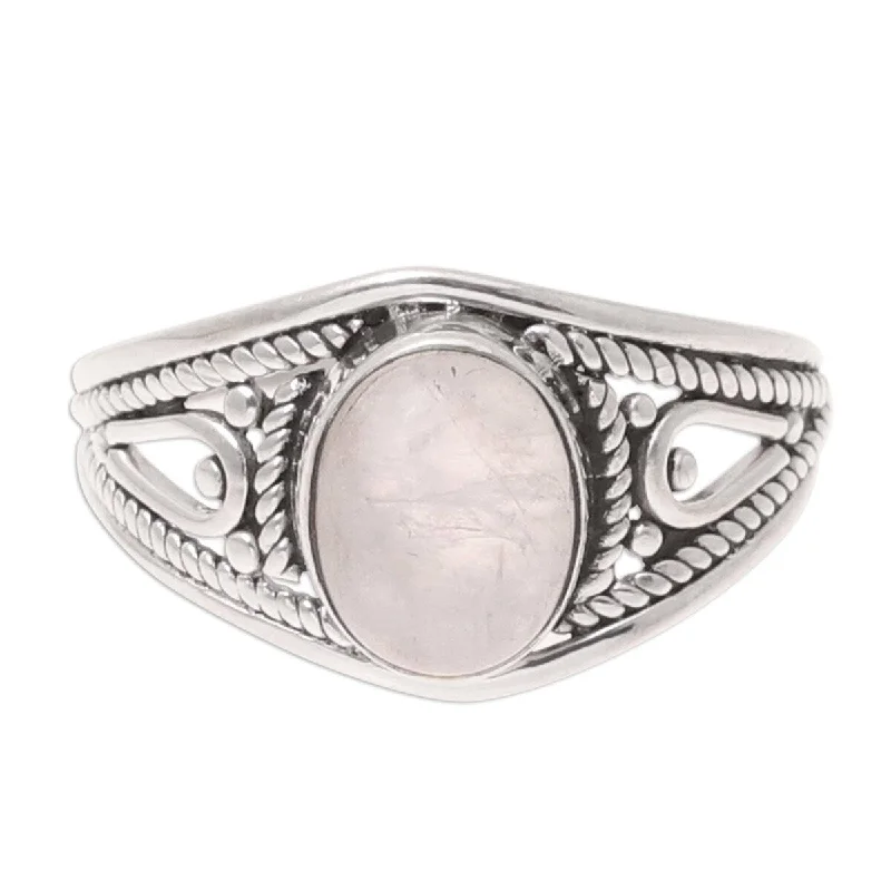 NOVICA Gleaming Appeal, Rainbow moonstone cocktail ring