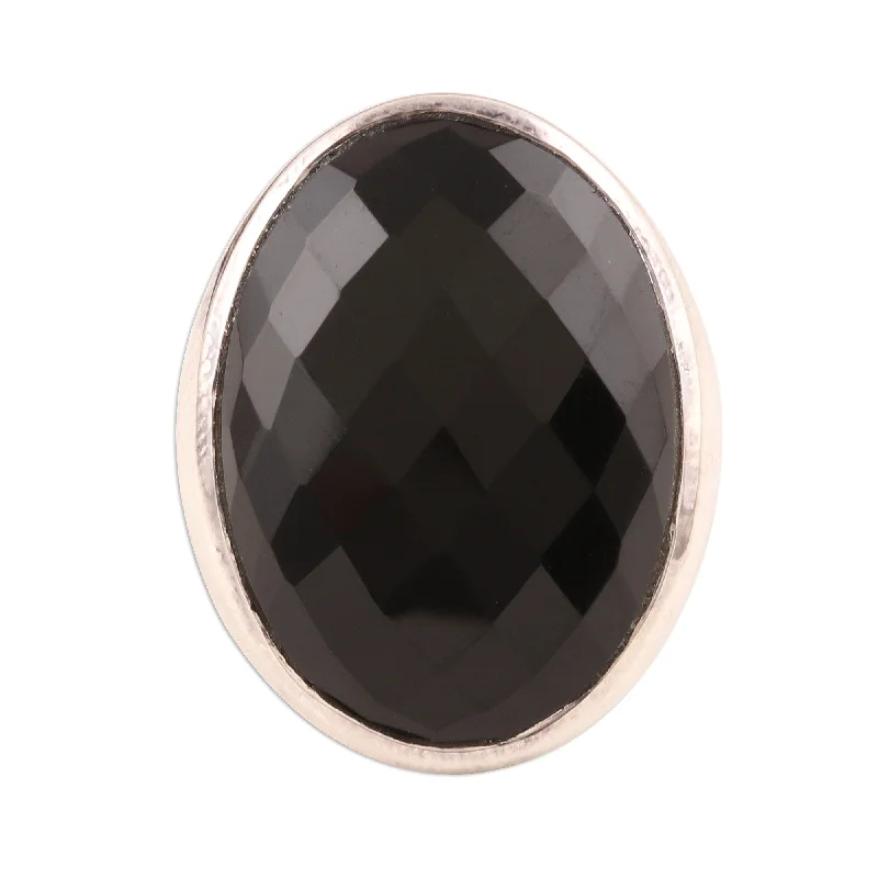 Novica Handmade Fascination Onyx Cocktail Ring