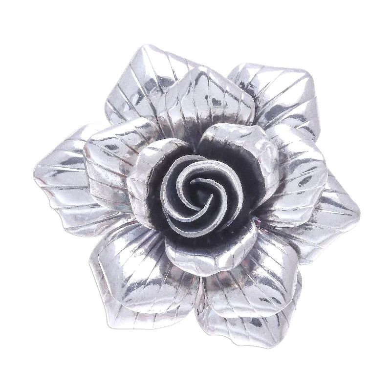 Novica Handmade Forever Rose Sterling Silver Cocktail Ring