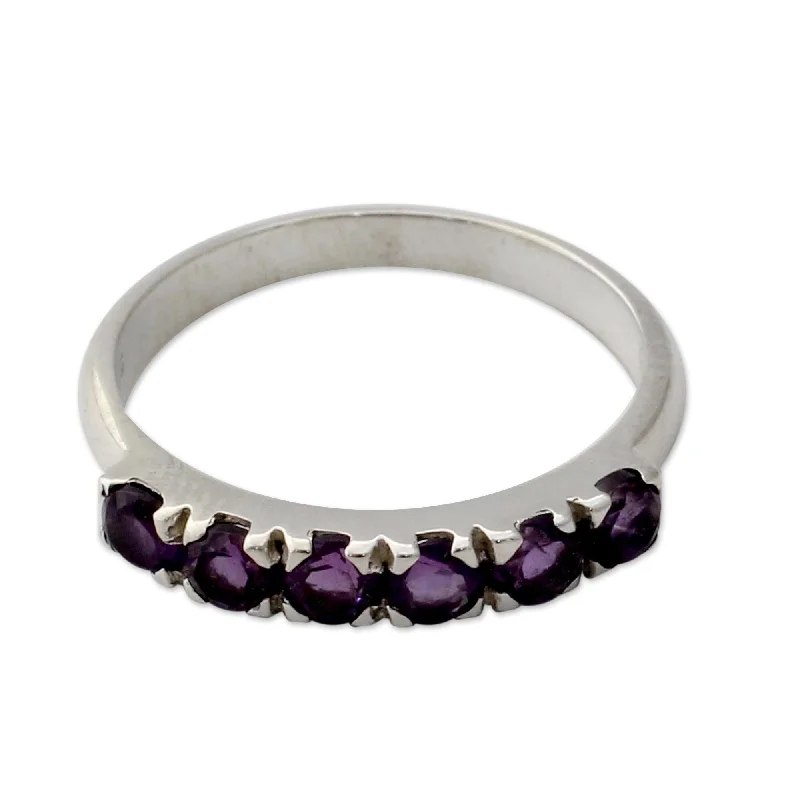 Novica Handmade Forever Violet Amethyst Band Ring