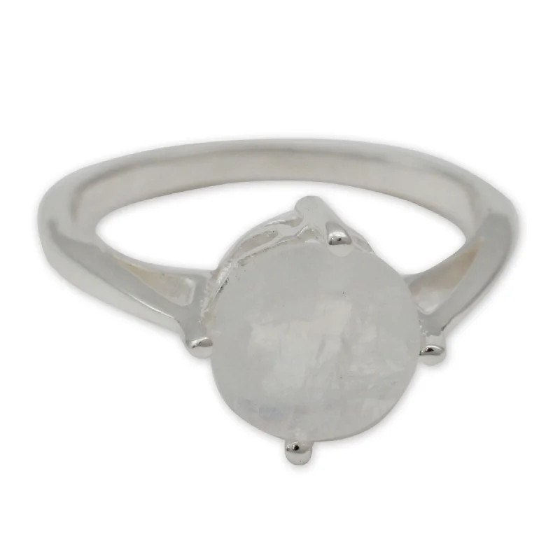 Novica Handmade India Fortune Moonstone Solitaire Ring