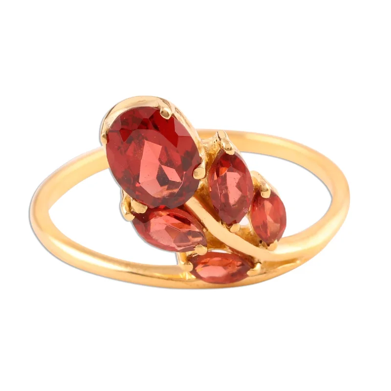 Novica Handmade New Life Gold Vermeil Garnet Cocktail Ring