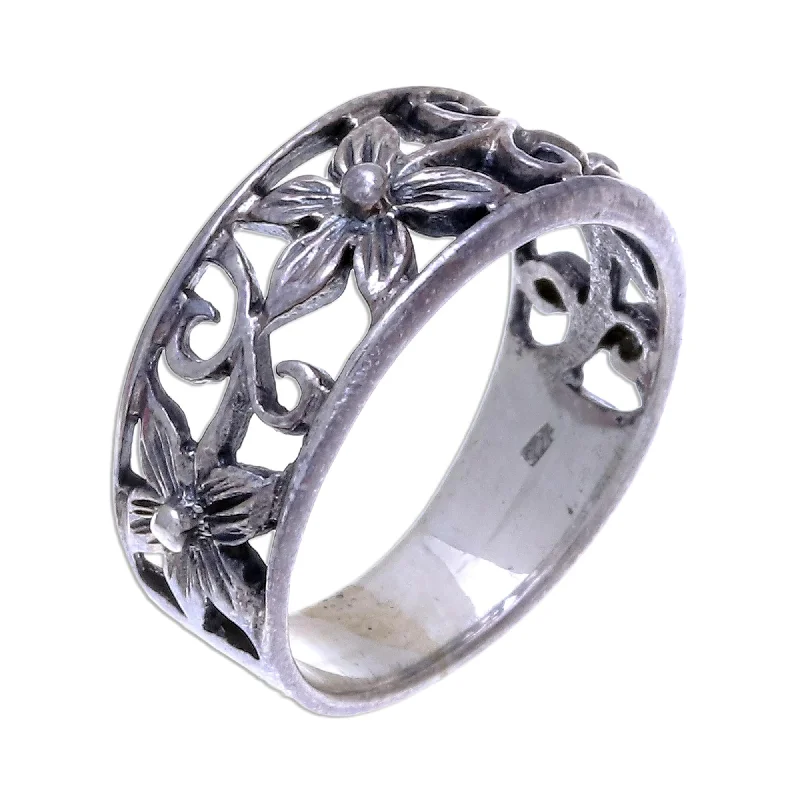 Novica Handmade Petite Blossom Sterling Silver Flower Ring