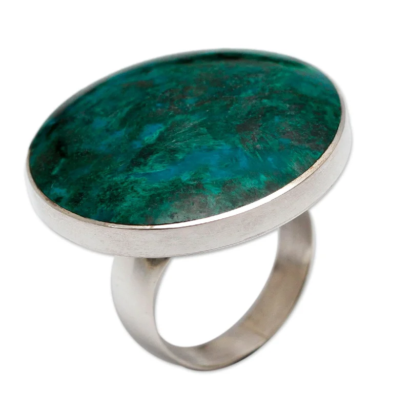 Novica Handmade Planet Chrysocolla Cocktail Ring