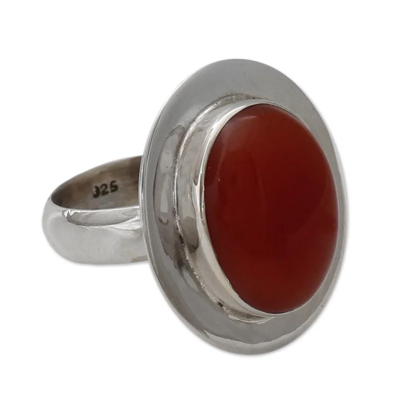 Novica Handmade Spicy Hot Carnelian Solitaire Ring