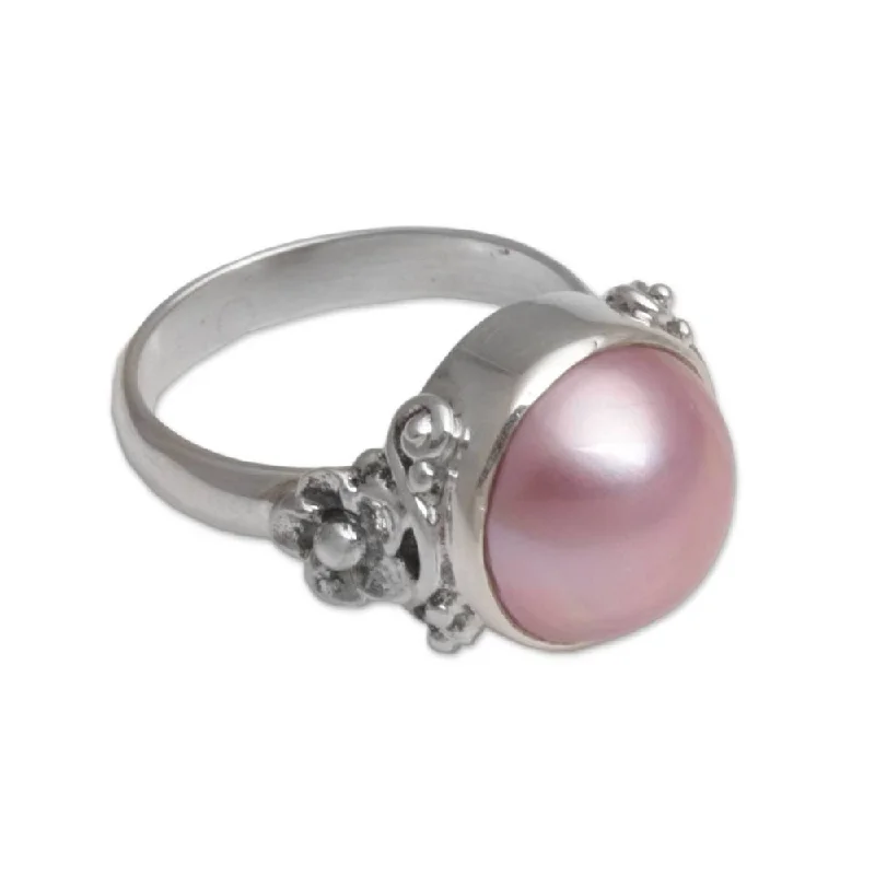 NOVICA Handmade Sterling Silver 'Jupon Scent' Cultured Pearl Ring (12 mm) (Indonesia)