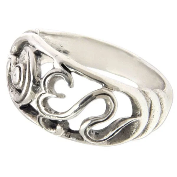 NOVICA Om Kara Florid Handmade Artisan 925 Sterling Silver Men or Womens Band Ring (Indonesia)