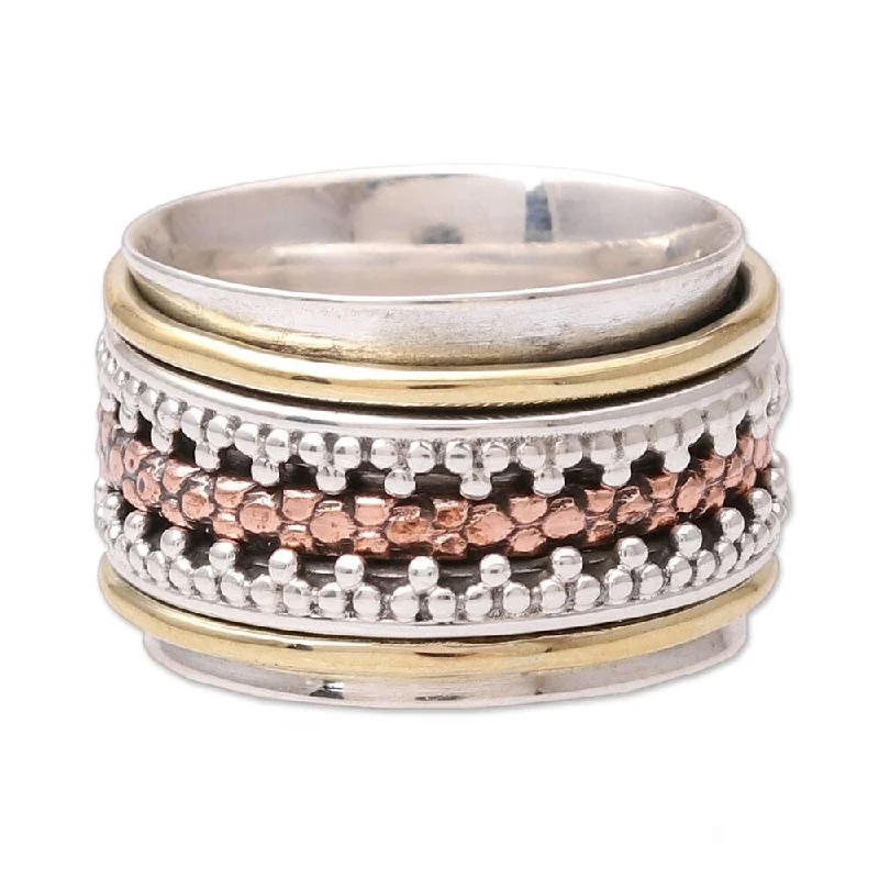 NOVICA Royal Trance, Sterling silver spinner ring