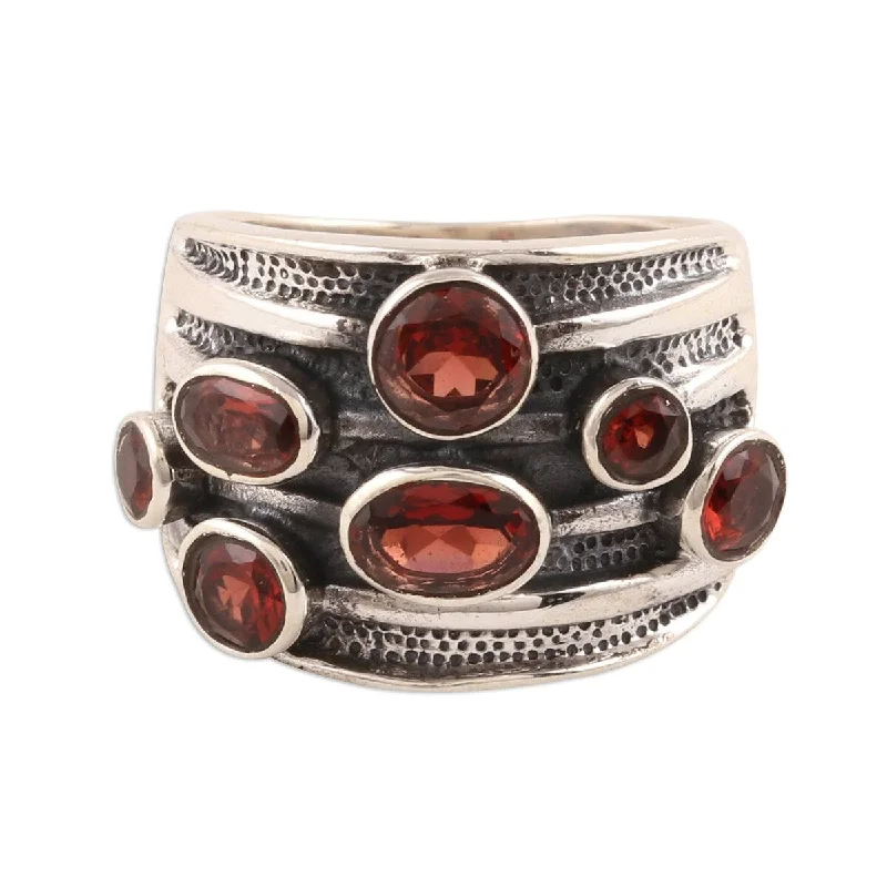 NOVICA Scarlet Passion, Garnet cocktail ring