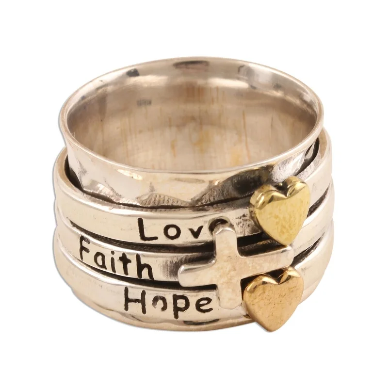 NOVICA Spiritual Gifts, Sterling silver meditation spinner ring