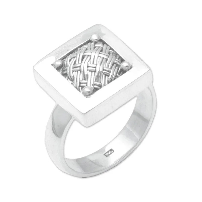 NOVICA Weaving Ketupats, Sterling silver cocktail ring