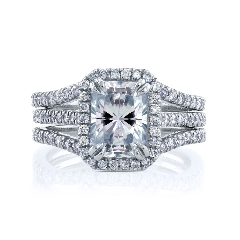 2-2/5ct.tw Original Radiant 8x6 Halo Bridal Stack