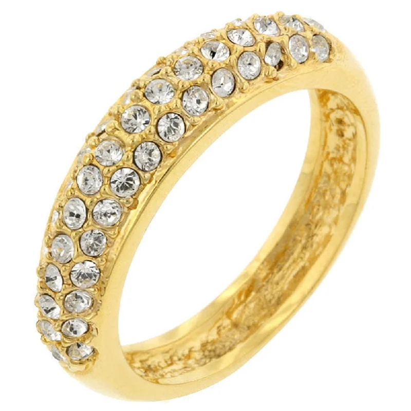 Pave Crystal Goldtone Band Elegant Women's Fashion Jewelry