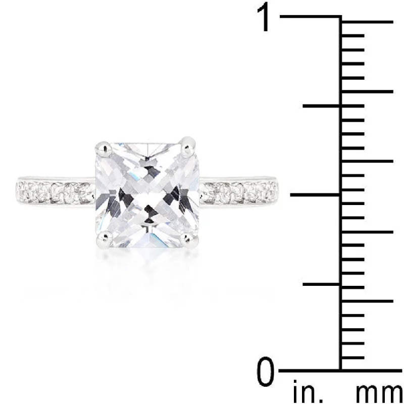 Princess Clear Ring Timeless Cz Solitaire Engagement Ring, Perfect Gift For Her