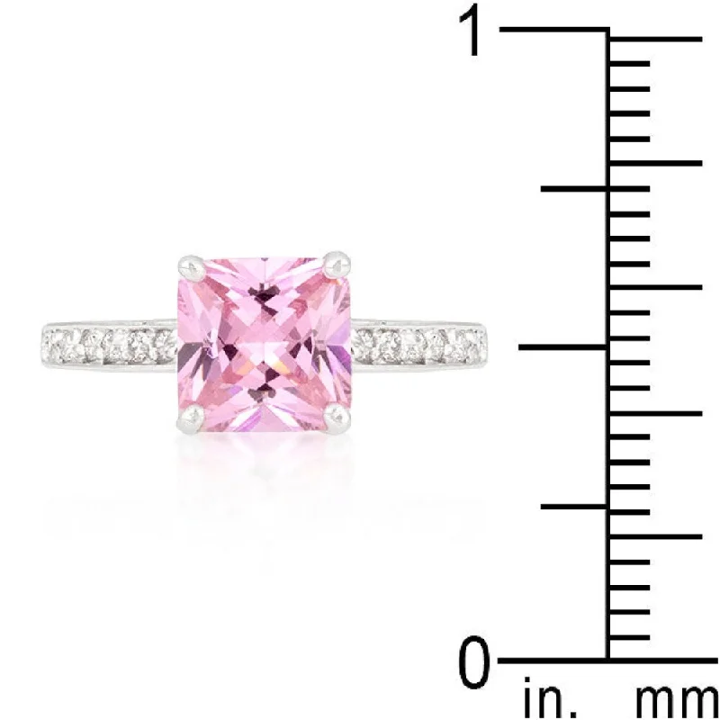 Princess Pink Elegant Cubic Zirconia Engagement Ring For Women