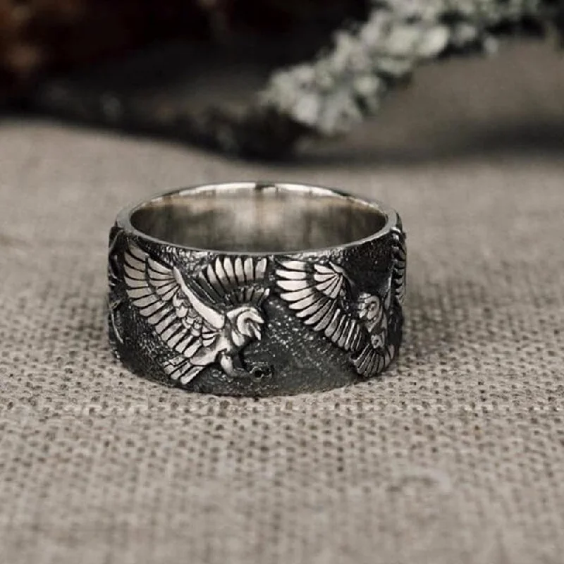 Retro Eagles Branch Brass Ring