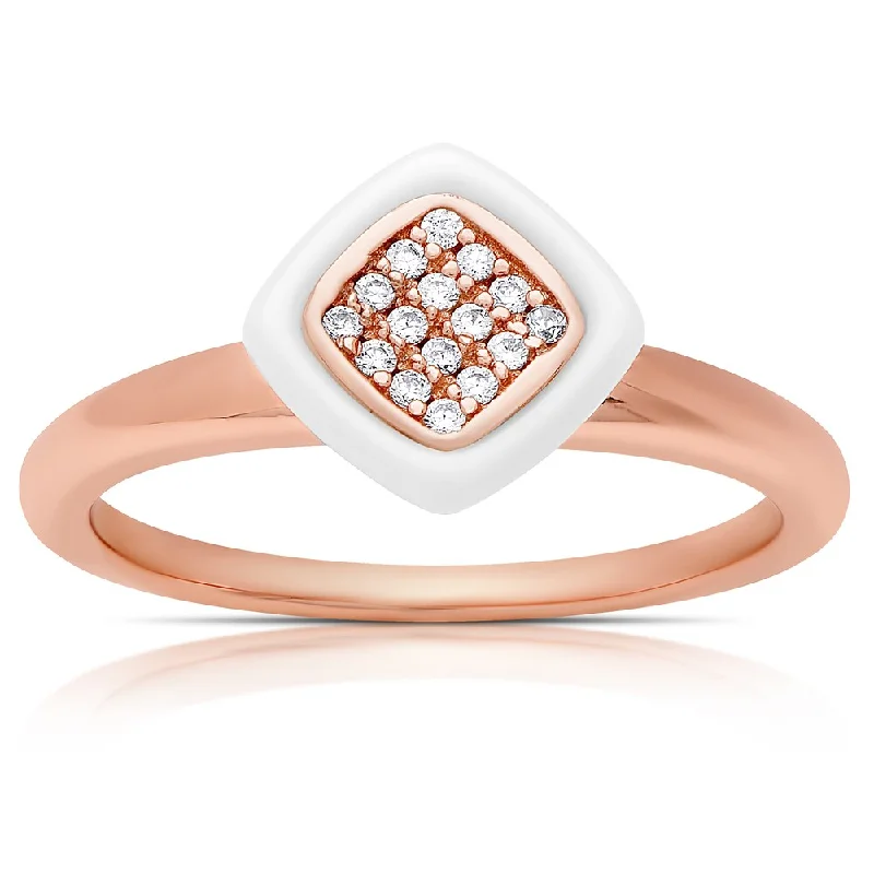 Samantha Stone Rose Gold Over Sterling Silver Cubic Zirconia Ceramic Cushion-cut Ring