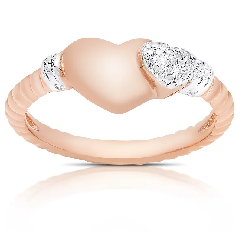 Samantha Stone Rose Gold Over Sterling Silver Cubic Zirconia Heart Ring