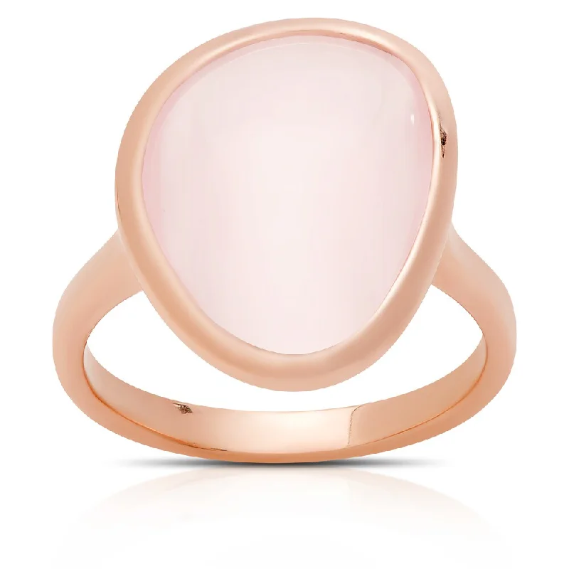 Samantha Stone Rose Gold Over Sterling Silver Simulated Pink Cat's Eye Ring