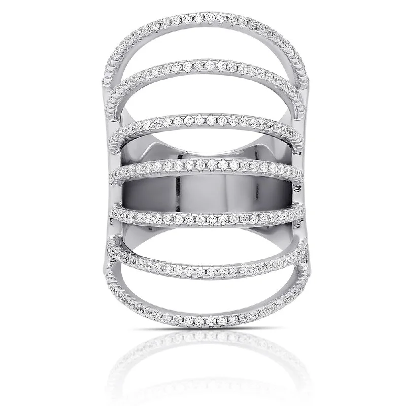 Samantha Stone Sterling Silver Cubic Zirconia Multi Strand Ring