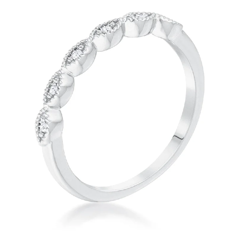 Sextus 0.0042 Ct Marquise Delicate Stackable Ring with Clear Stone