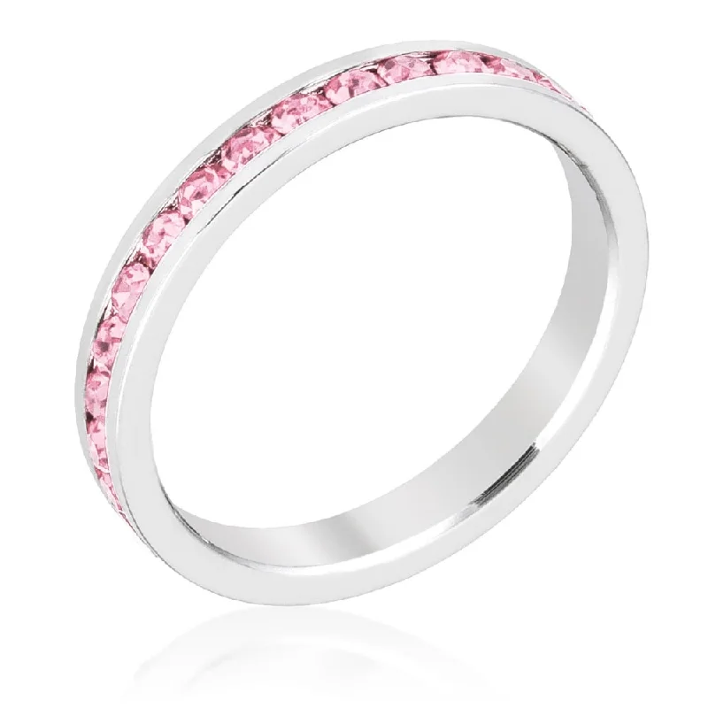 Stackable Pink Crystal Ring Sparkling Women's Fashion Accessory