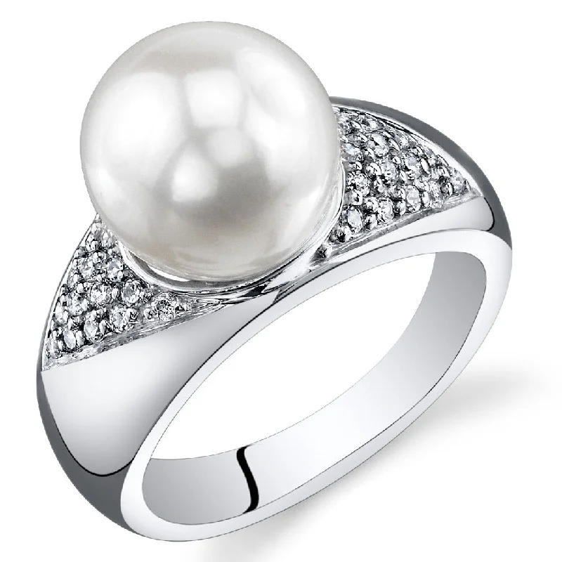 Sterling Silver White Freshwater Pearl Ring 8.5-9mm