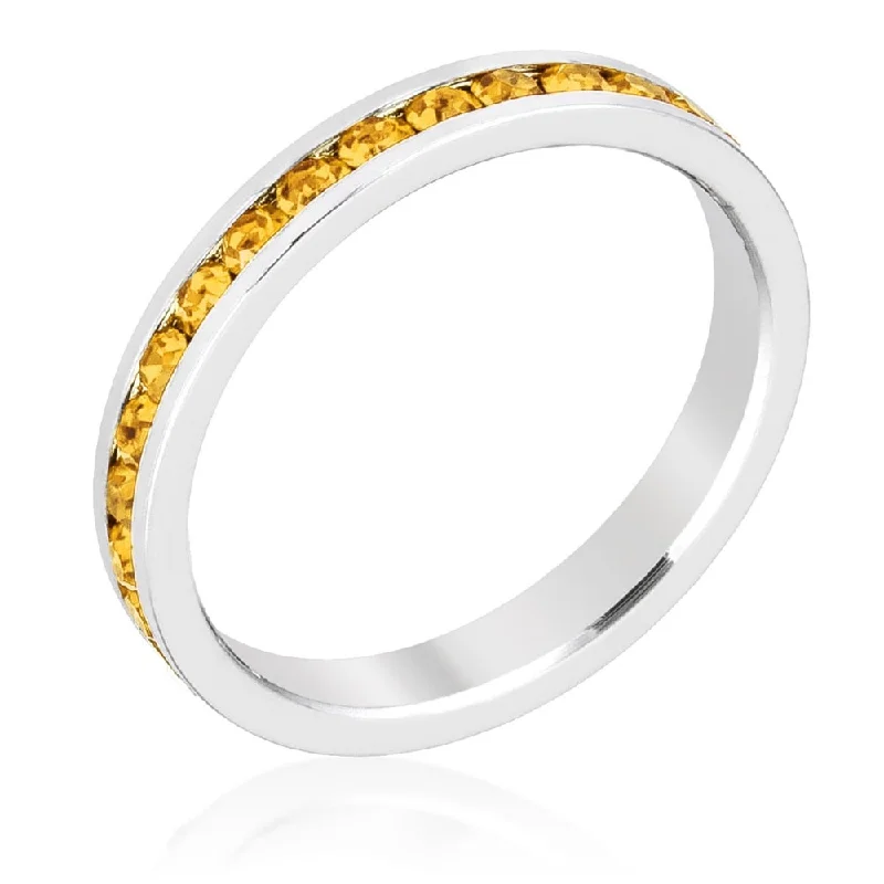 Stylish Stackables With Yellow Crystal Ring