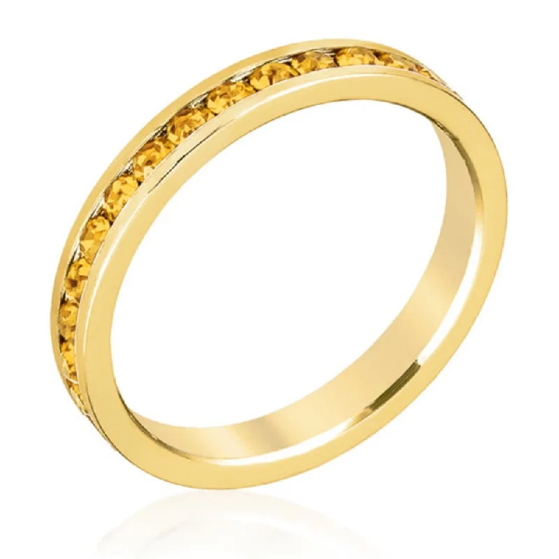 Stylish Stackables Yellow Crystal Gold Ring Dazzling Women's Fashion Ring