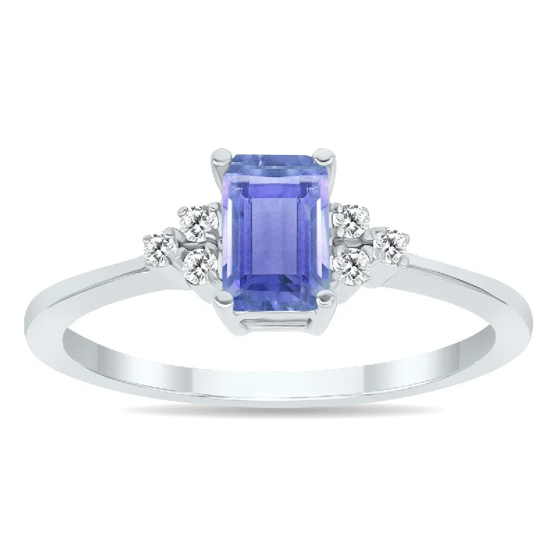 Tanzanite and Diamond Regal Ring in 10k White Gold