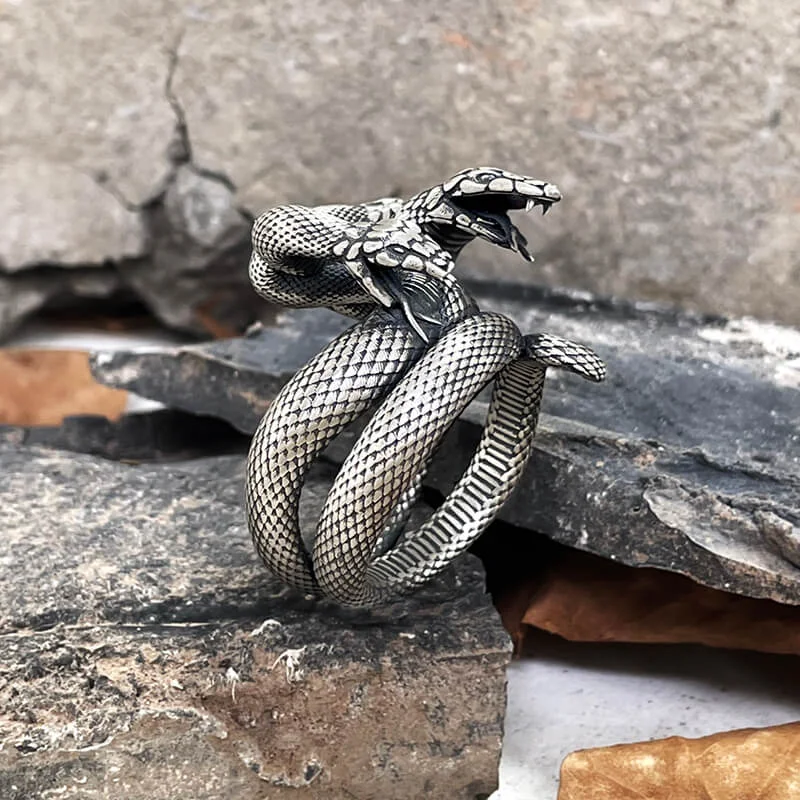 The Three-Headed Serpent Sterling Silver Snake Ring